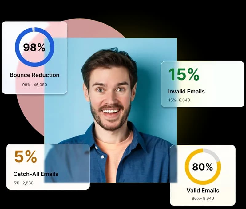 Email Verifier dashboard showing list cleaning and verification results